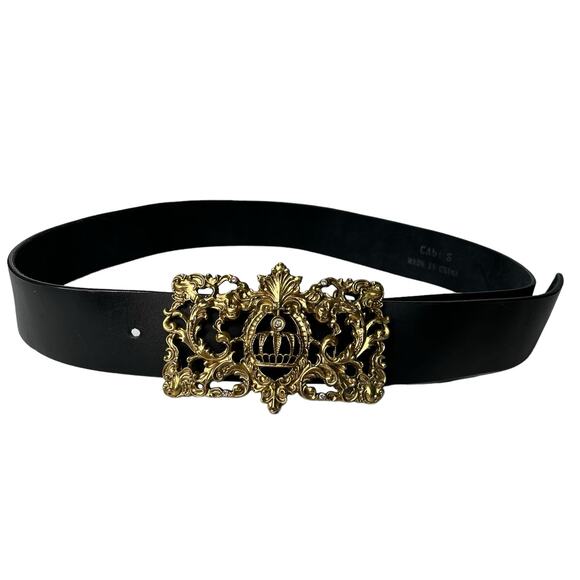 cadi Other - CAbi black leather belt crown statement buckle size small